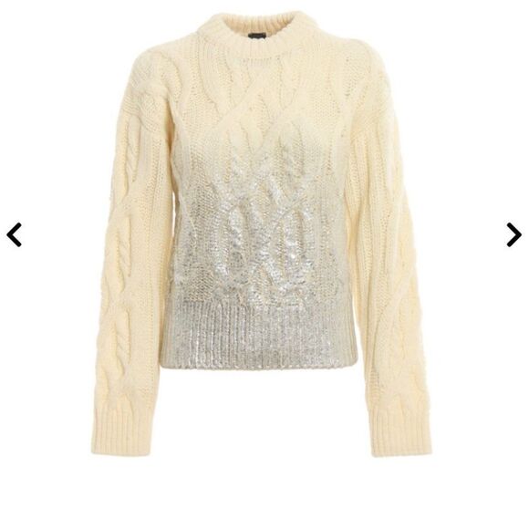 Pinko etiope cable knit wool blend sweater thick chunky fisherman small new - Picture 4 of 11